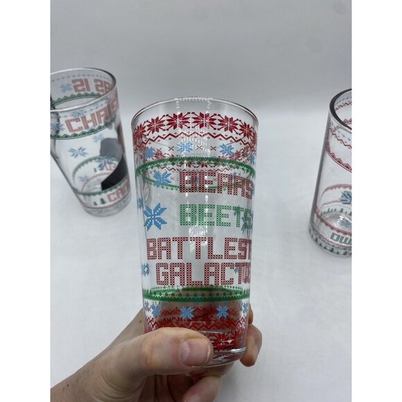 The Office Glass Tumblers Glasses Christmas Pint Michael Dwight 16 Oz Lot 3 - Picture 16 of 16